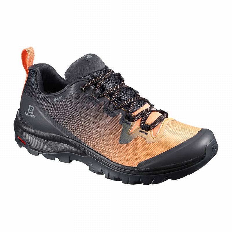 Salomon Israel VAYA GORE-TEX - Womens Hiking Shoes - Black/Orange (ZPSN-29068)